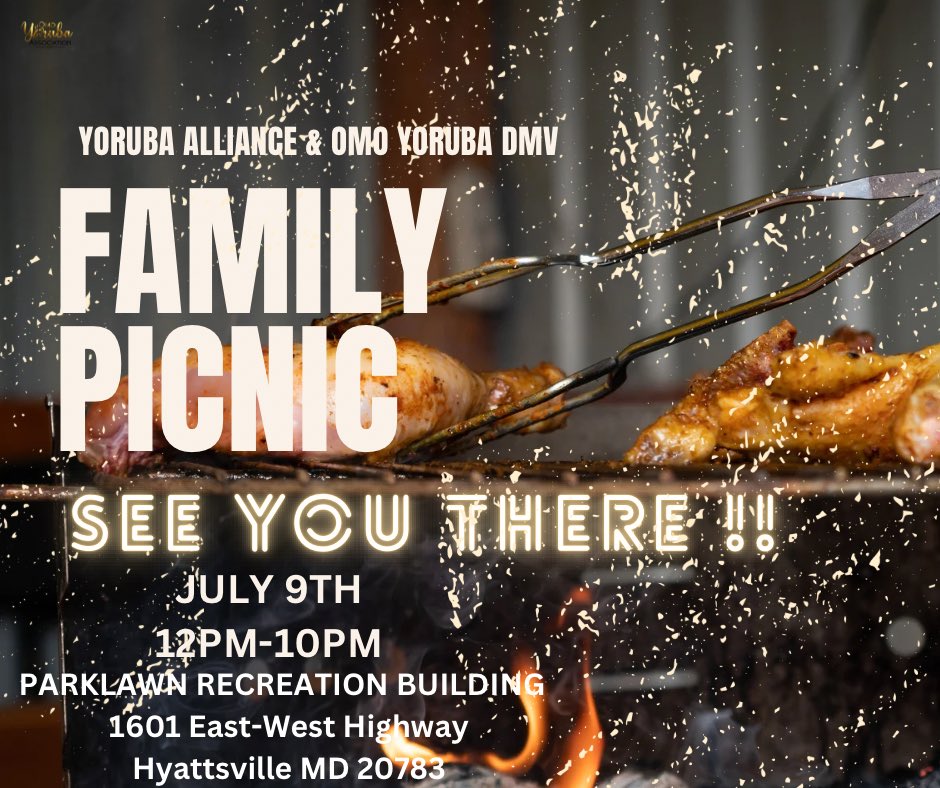 omoyorubadmv's tweet photo. 🥳🥳🥳Join us for the Family Picnic ‼️‼️‼️. We Outsideeeee‼️‼️‼️‼️
We have live entertainment, games, free foods 🍔🍟🌭, music ���& drinks 🍹🍹🍹‼️‼️‼️‼️. Everyone is welcome👨👩👦👦👨👩👦👦👨👩👦👦.
📍1601 East-West Highway Hyattsville MD 20783
🗓️Sunday July 9th,2023
⏰12pm
#cookoutflow✔️🌭🍔 https://t.co/9sTBGGNmeO
