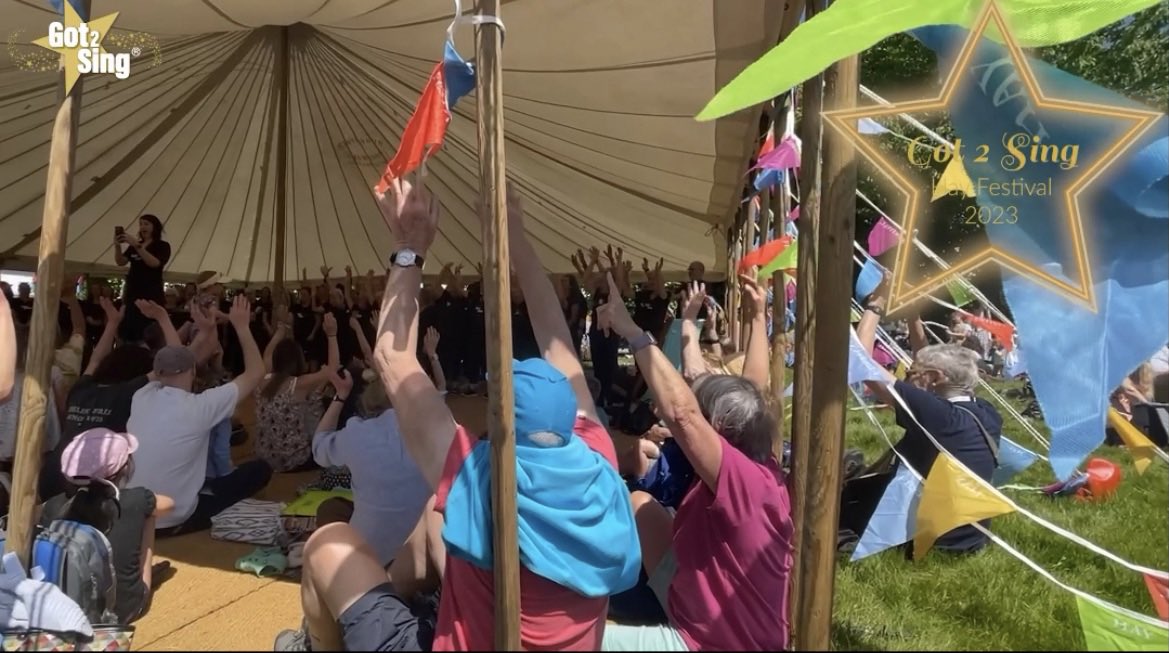 We loved performing at <a href="/hayfestival/">Hay Festival</a> last weekend! What a glorious day, and superb, interactive audiences. We’ll be doing it all again this Saturday, so why not swing by the Garden Tent at 11:05pm, 12.35pm and 2.05pm to see us in action? Hope to see you there <a href="/got2sing/">Got 2 Sing Choir® 🎶</a> ☀️ 🎶