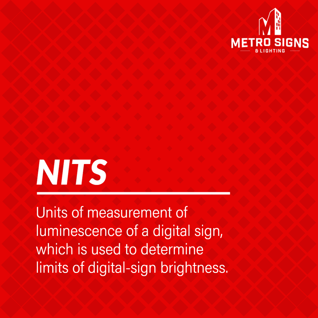 An outdoor LED sign typically has a range of 5,000 - 8,000 nits. How bright is your sign?

#digitalsigns #brightness #MetroSigns #nits #WordoftheWeek #install #digitaldisplay