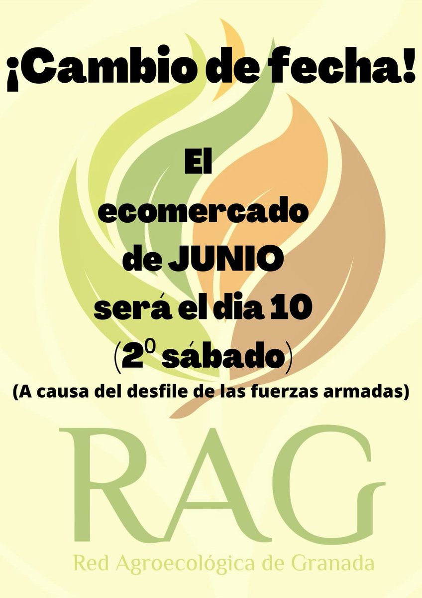 ATENCIÓN!!! El Ecomercado del día 3 de junio se hará el sábado 10. Por favor, difundir!!!!!!!