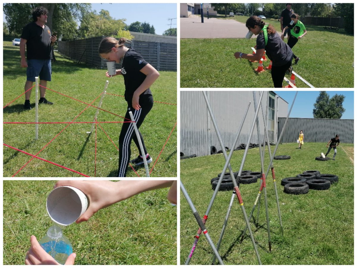 AS : Aujourd’hui, les élèves sont venus se défier par équipes au RAID SPORTIF du collège : épreuves de précision (sarbacane, tir à l'arc, curling, pétanque boccia), parcours du combattant💪🏻et jeux d'eau ! 
C'était sportif, c’était ensoleillé ☀️, ce n’était que du bonheur !