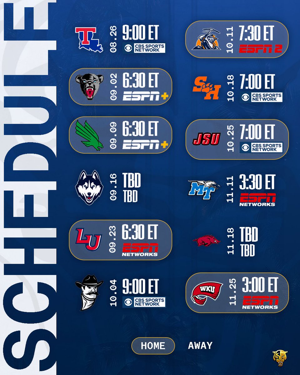 FIUFootball's tweet photo. Game times and TV networks for our 2023 matchups have arrived 🔥 https://t.co/r05DSq77Pp
