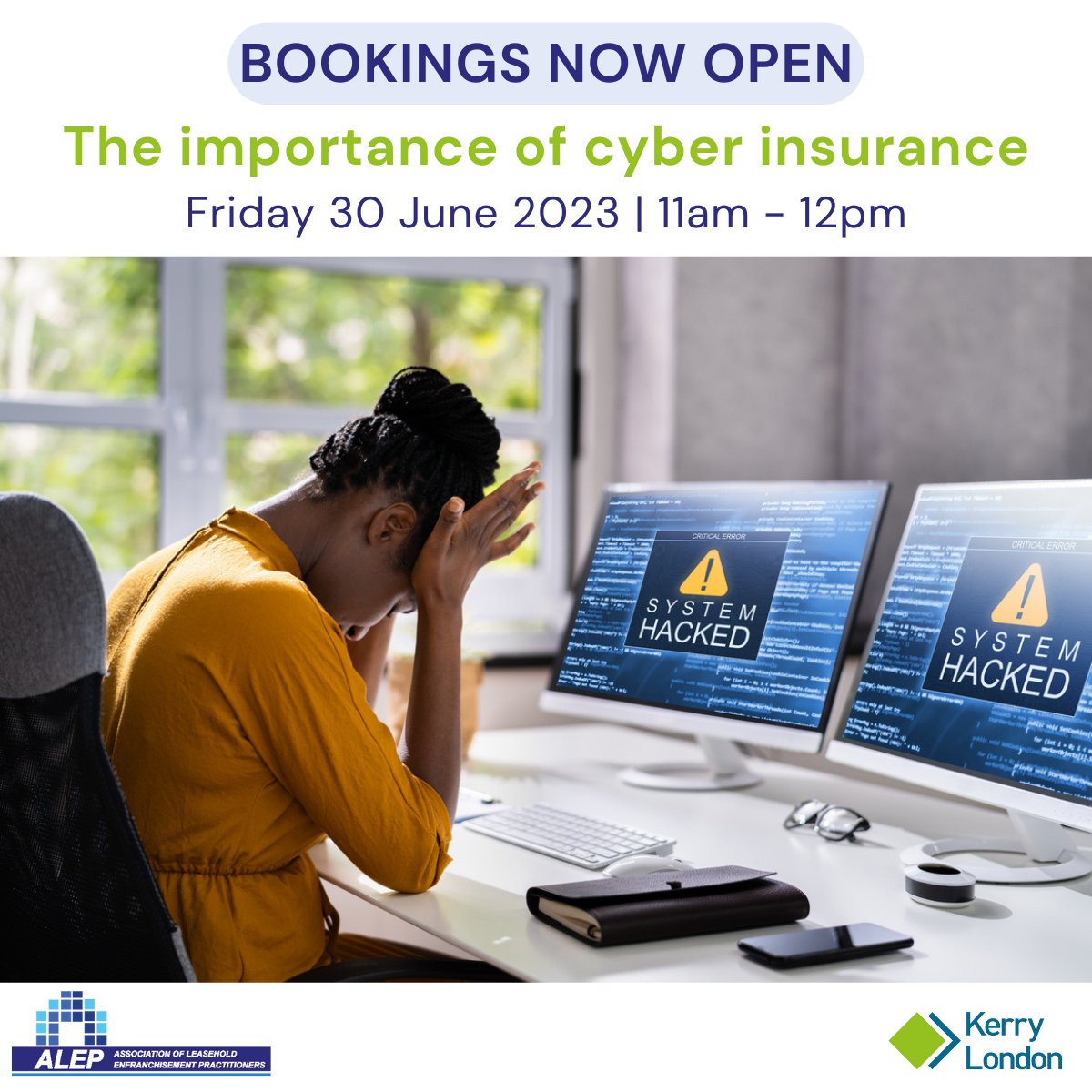 ALEPofficial's tweet image. Bookings now open! 
A fantastic new webinar from our cyber insurance partner, specifically designed for ALEP members. Book your place at this webinar here:
ow.ly/CZC950OALvc  
 
#cyberinsurance #ALEP #kerrylondon #property