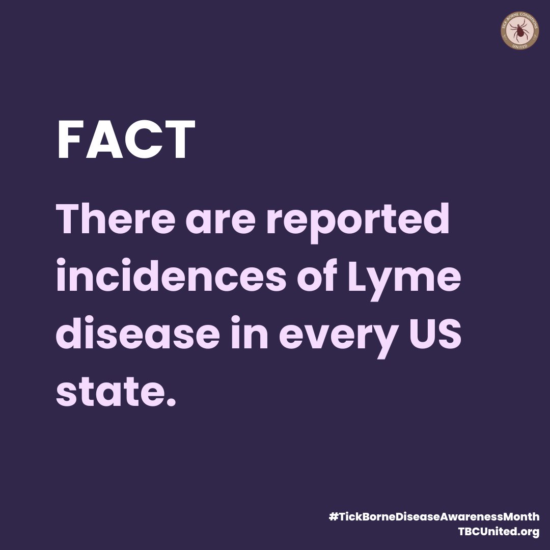 ‼️ Did you know: Lyme disease has been reported in every state in the US. #LymeDisease #LymeDiseaseAwareness
