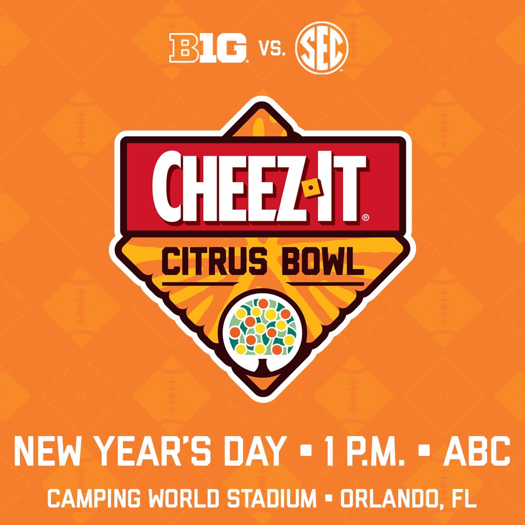 New Year’s Day just got 𝐂𝐇𝐄𝐄𝐙𝐈𝐄𝐑!

Our game is set for Monday, Jan. 1 at 1 p.m. ET on ABC.

📰: cheezitcitrusbowl.com/2024-cheez-it-…