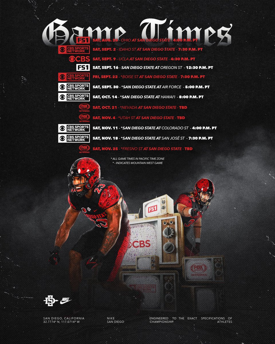 🚨🚨🚨 We've got TV details! 

All 12 Aztec games will be on TV this year!

Release: bit.ly/3OOHgUf
Season Tickets: bit.ly/3C54DkJ

#TheTimeIsNow
