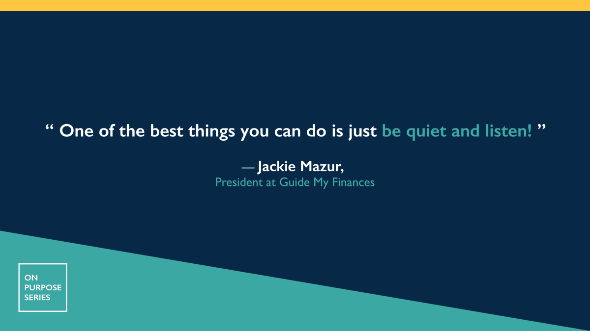 Jackie Mazur of the Financial Behavior Institute discusses how often communication requires us to sit back and listen. 

Her interview is found here: hubs.ly/Q01MTM3q0

#OnPurposeSpotlight #FinancialMarketing #ClientOnboarding
