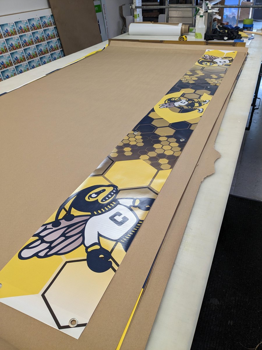 Center High School held a contest where students submitted designs for a 80' Hall of Fame Mural. Here is the winning design!  Seen here is a small scale banner the team created for the winning student as a keepsake. More to come following the mural install!