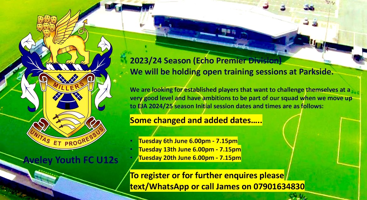 New dates added 👊🏻⚽️

<a href="/echoleague/">@echoleague</a> 
<a href="/KentYouthLeague/">KentYouthLeague</a> 
<a href="/BCFAYL/">BCFA Youth League</a> 
<a href="/AveleyFC/">Aveley Football Club</a> 
<a href="/Aveleyu14eja/">🏴󠁧󠁢󠁥󠁮󠁧󠁿Aveley u17/18 EJA 2024/25</a> 
@AveleyGirls 
@Aveley16eja 
@aveleyunder13fc 
<a href="/Aveleyu18sEja/">Aveley fc previously u18</a>