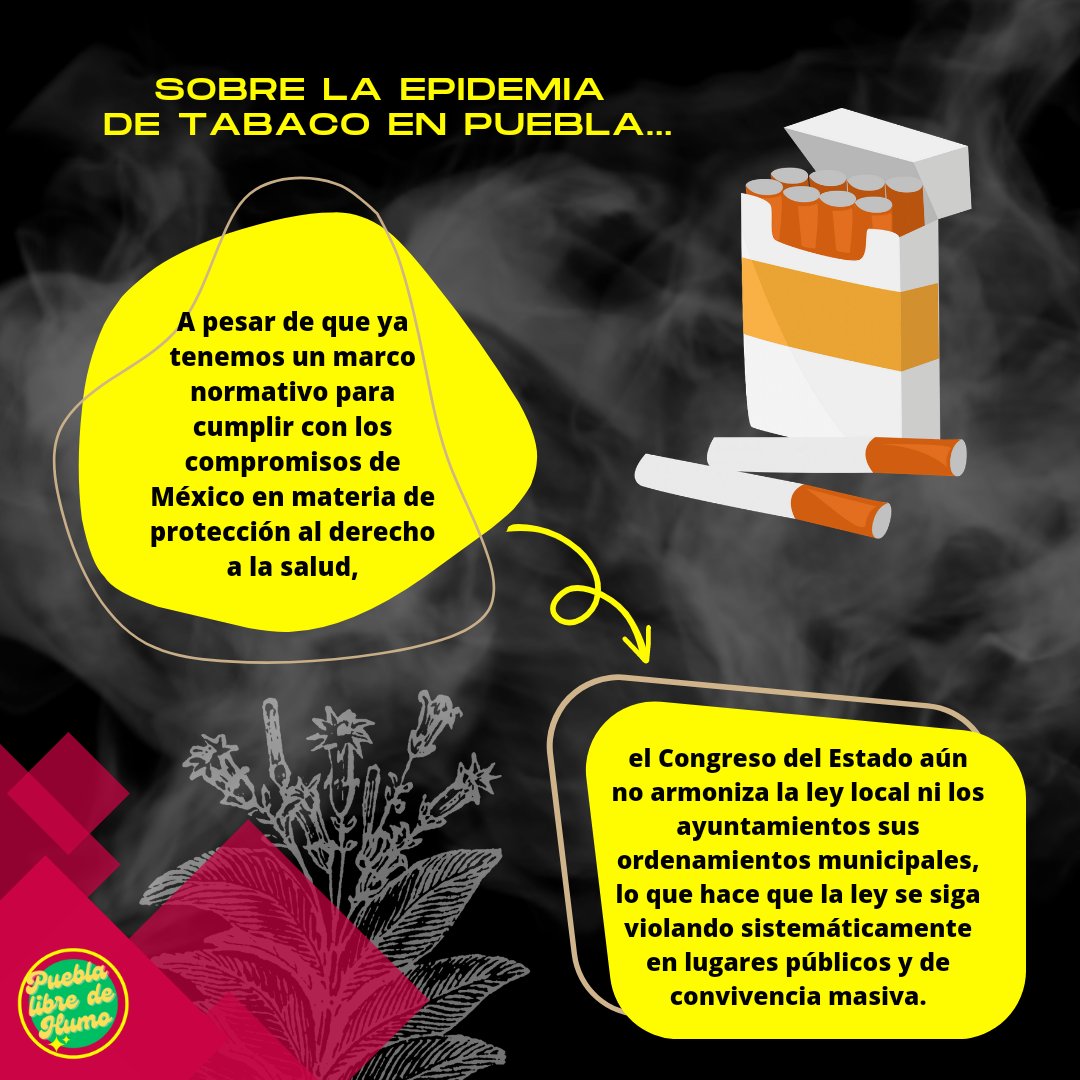 PueblasinHumo's tweet photo. Hoy se conmemora el #DíaMundialSinTabaco 🚭. Recordemos que en México la Ley de protección ante el humo del tabaco establece que está prohibido fumar en parques, playas, oficinas y cualquier lugar de convivencia pública 🏖️🏟️. Las multas pueden ir desde los 10 mil 374 pesos 💰😬. https://t.co/wgAAZ5ipx9
