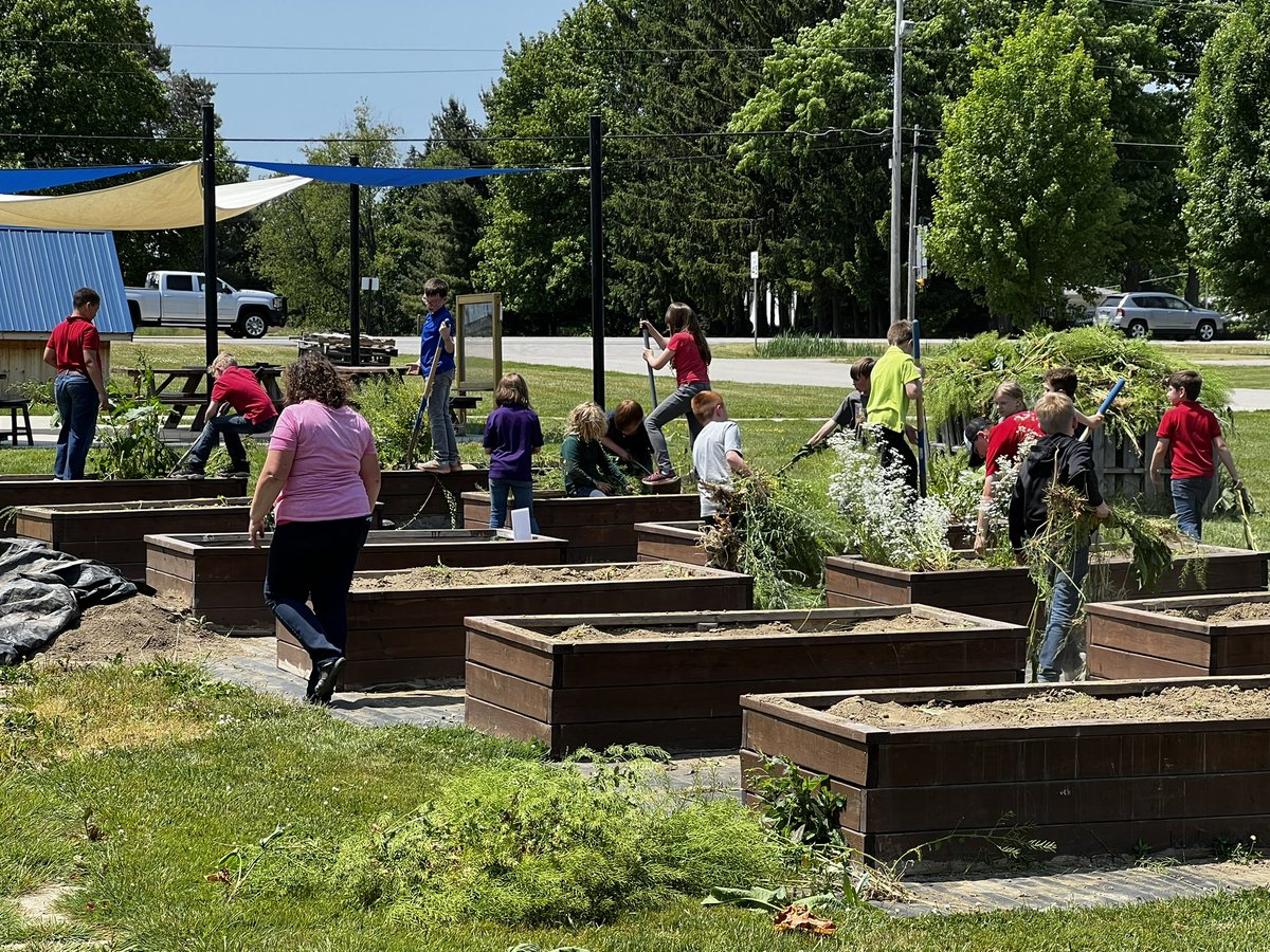 Hive 12 is working their tails off to clean up the campus garden boxes for next year. #ourBMSA  #senseofcommunity #schoolgardens #schoolgardening #experientiallearning