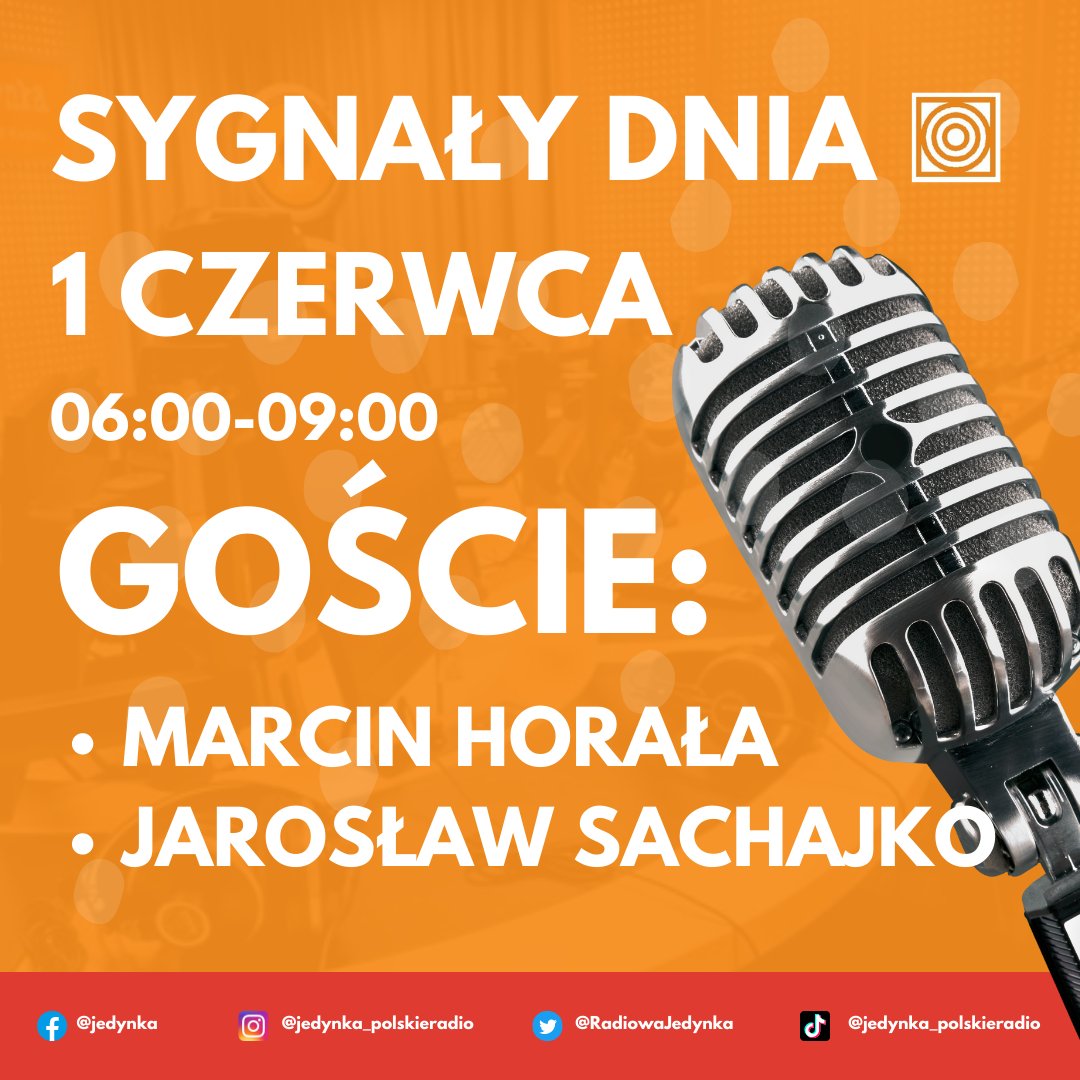🔸Gośćmi #SygnałyDnia w czwartek będą:
➡️7:15 - <a href="/mhorala/">Marcin Horała</a> - pełnomocnik rządu ds. CPK
➡️8:15 - <a href="/jsachajko/">Jarosław Sachajko</a> - <a href="/KUKIZ15/">KUKIZ15 🇵🇱</a> 
🔉Słuchajcie nas na antenie i przez player: player.polskieradio.pl/anteny/jedynka