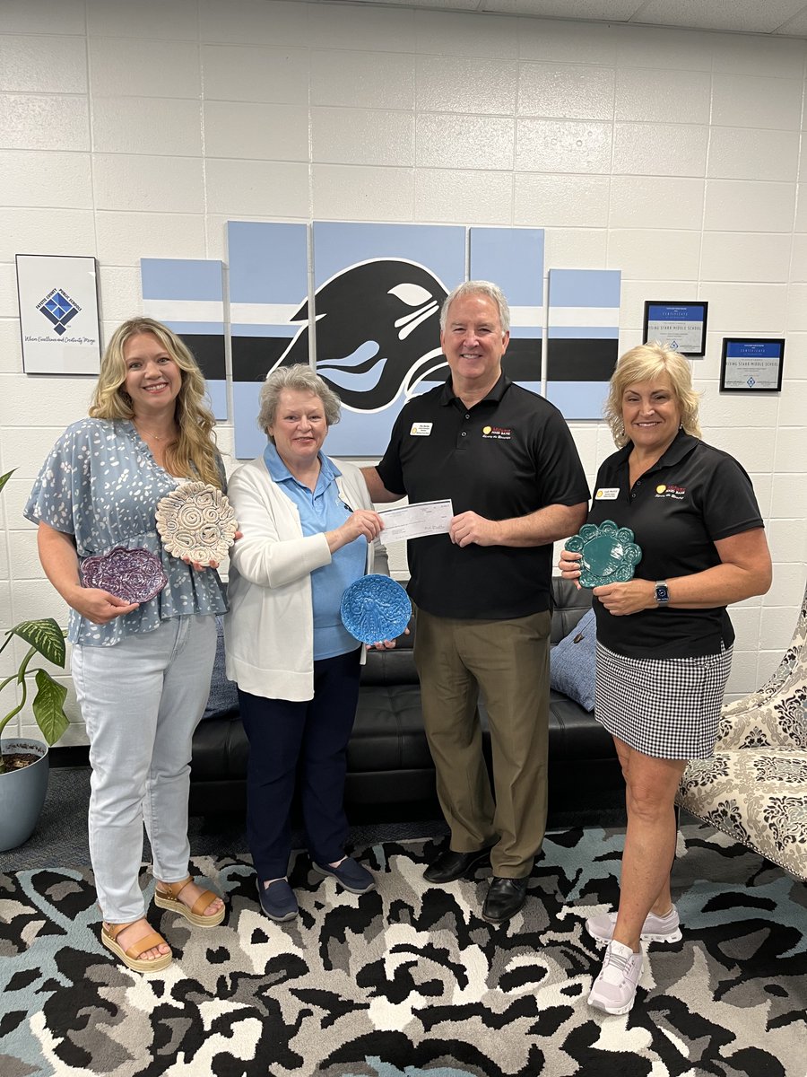 RSMS 8th-Grade art students created and sold ceramic bowls and plates in order to make a donation to Midwest Food Bank. Their donation will provide roughly 24,000 meals!