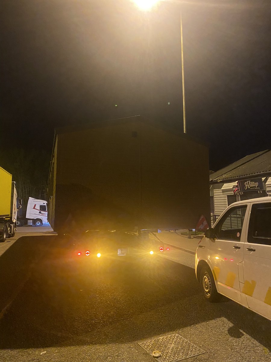 NSRAPT's tweet photo. #AbnormalLoad stopped last night having been seen moving after dark on #A14. Escort vehicle also stopped after being sat in lane 2 holding up traffic for a considerable distance #TOR issued for offences and load to remain in situ until movement order obtained #PC700 #PC1880 https://t.co/qoDZPfQZzt