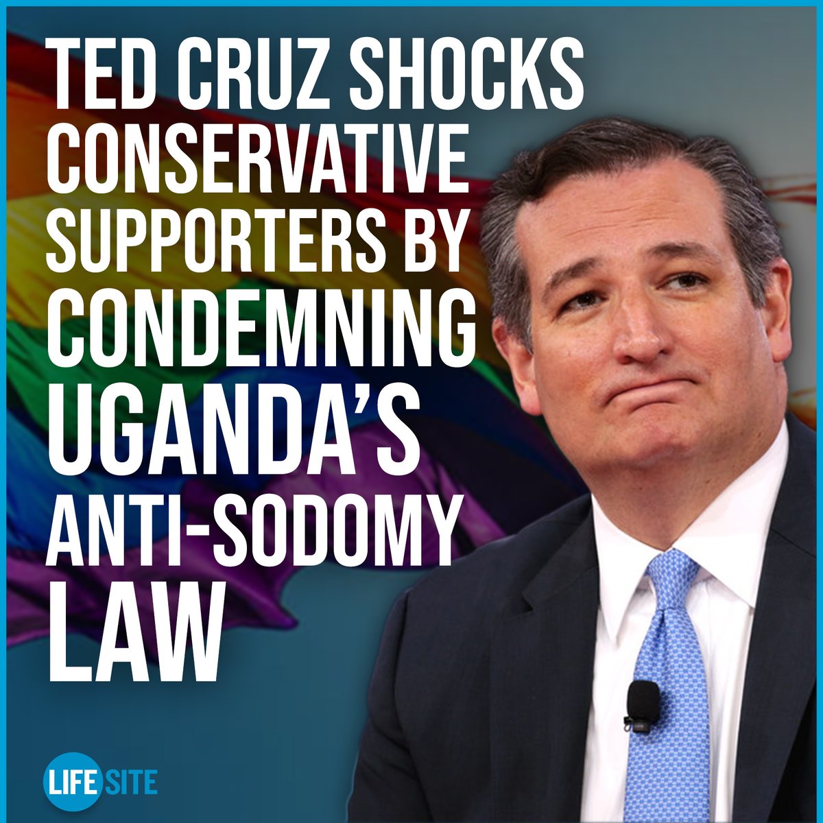 LifeSite's tweet photo. Republican U.S. Sen. @TedCruz of Texas has joined the Left in opposing Uganda’s latest anti-sodomy law, calling it 'grotesque' and 'an abomination.'
https://t.co/O0uyoSrwOH
#tedcruz #texas #republican #antisodomy #news https://t.co/3FsorFkkHx