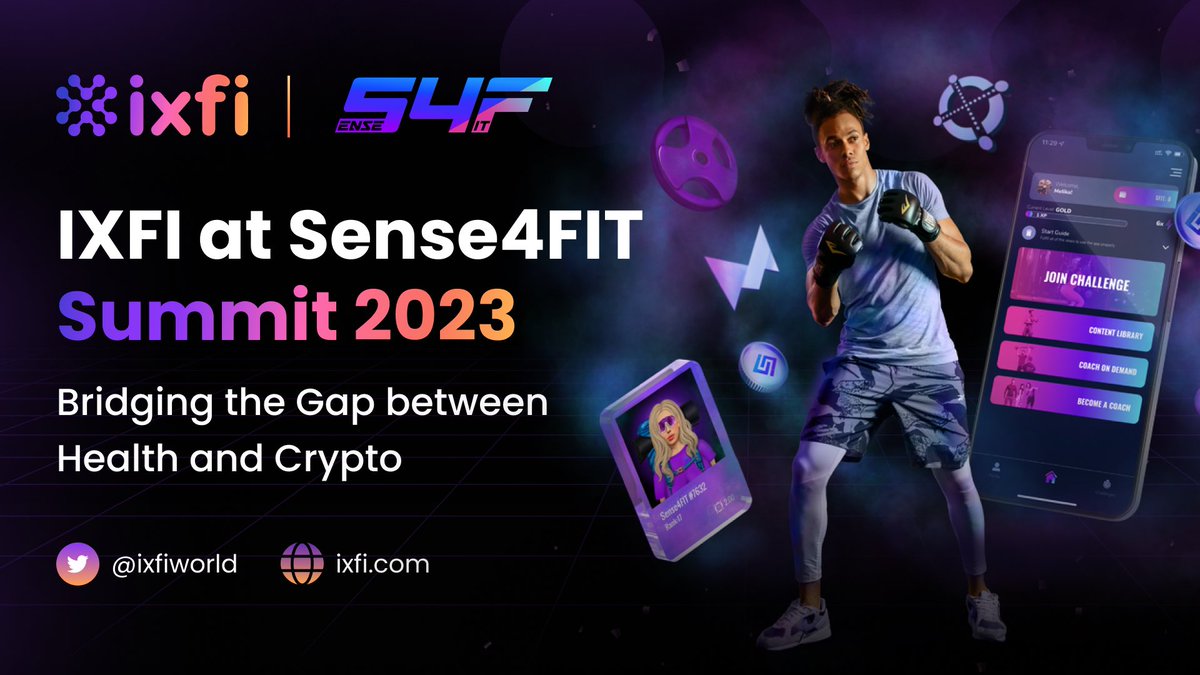 ixfiexchange's tweet photo. #IXFI is a proud sponsor of the @Sense4FIT Summit 2023.

#Web3 just got its largest fitness event in the world!

And we’re looking to bridge the gap between health and #crypto by pushing forward our vision of a world integrated into Web3. https://t.co/ed5HCfXRVm