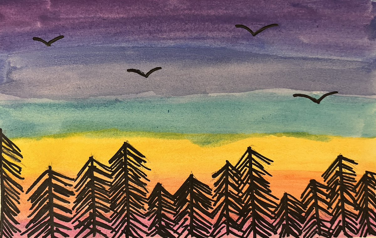 Stunning Silhouette Sunsets from Fourth Grade 🌅 🤩 #tgproud