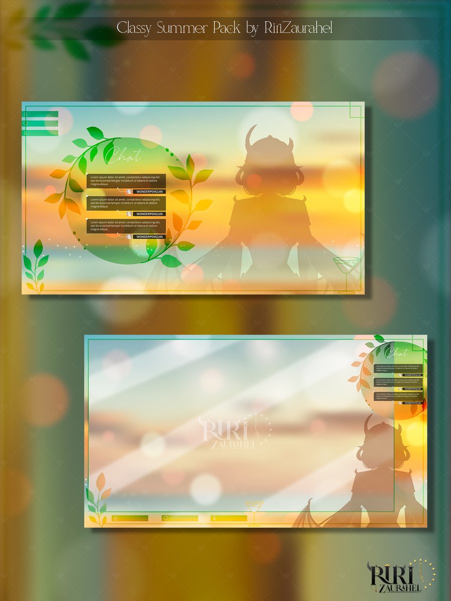 🌞FREE Classy Summer themed layouts!! 🌞FREE layouts for Twitch streams made by me! 🌞Likes and RTs are appreciated 🍸 #VTuberAssets #vtuber 🍸 Download link: ko-fi.com/s/437a903bbe