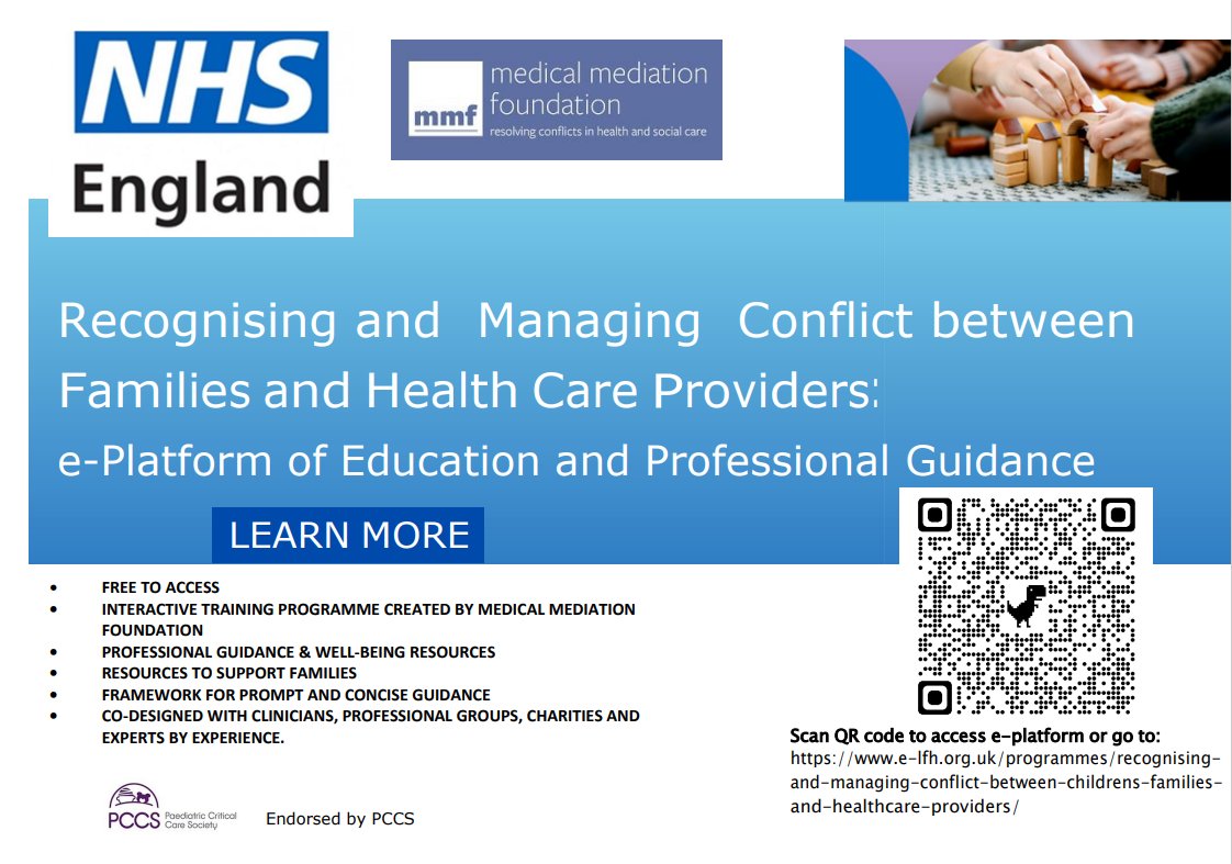 Recognising &amp; managing #conflict between families &amp; healthcare providers 

*FREE* e-learning interactive training programme - just launched

✔️Professional guidance
✔️Resources to support families
✔️Wellbeing support

e-lfh.org.uk/programmes/rec…