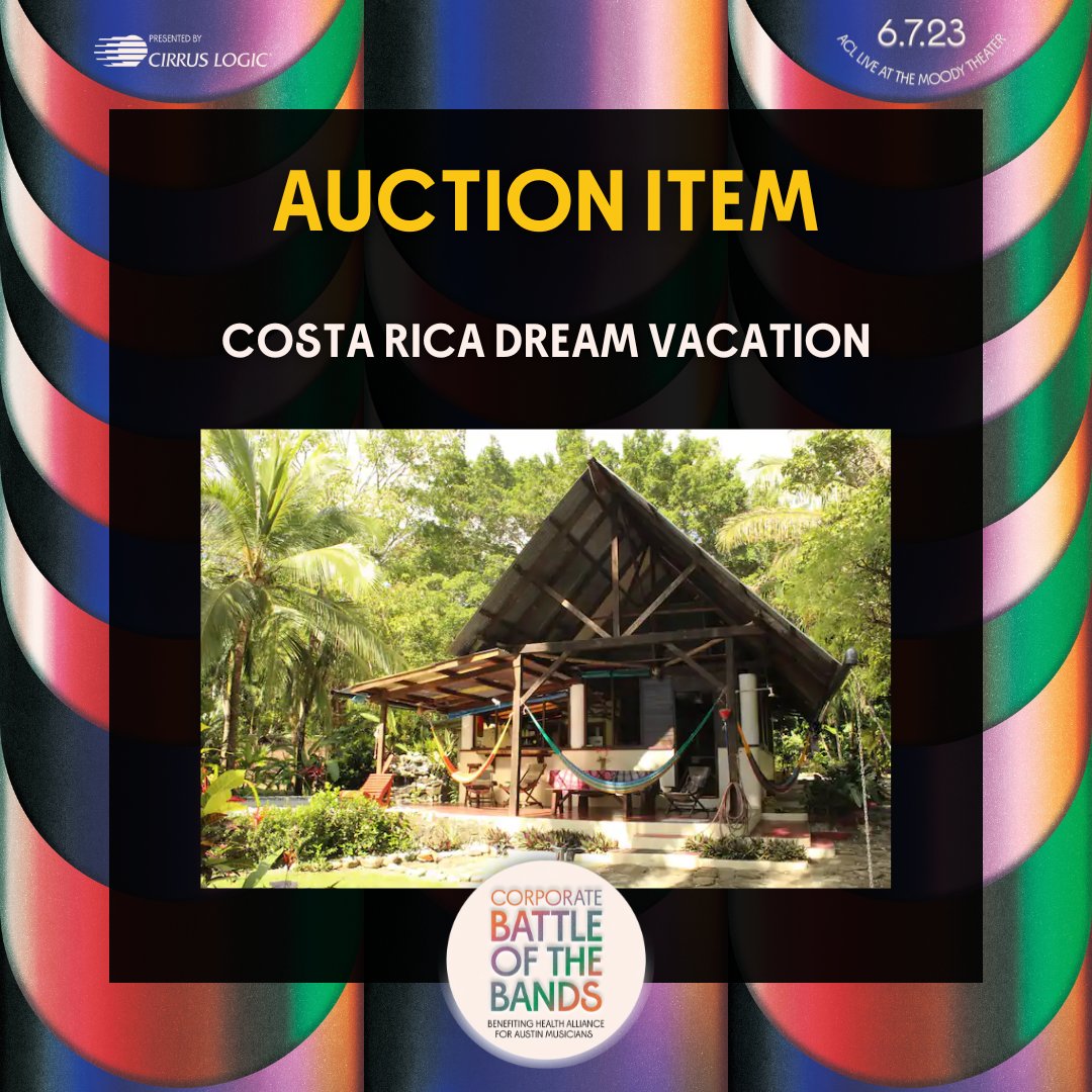 myhaam's tweet photo. Bid on experiences like a Costa Rica Dream Vacation, a pair of VIP Tickets to @LuckReunion & more! Your donation directly supports HAAM's mission of providing healthcare to Austin's low-income, working musicians! The #CBOB23 silent auction is now open: https://t.co/GSwTSXLWpE https://t.co/QM1lqXjMvB