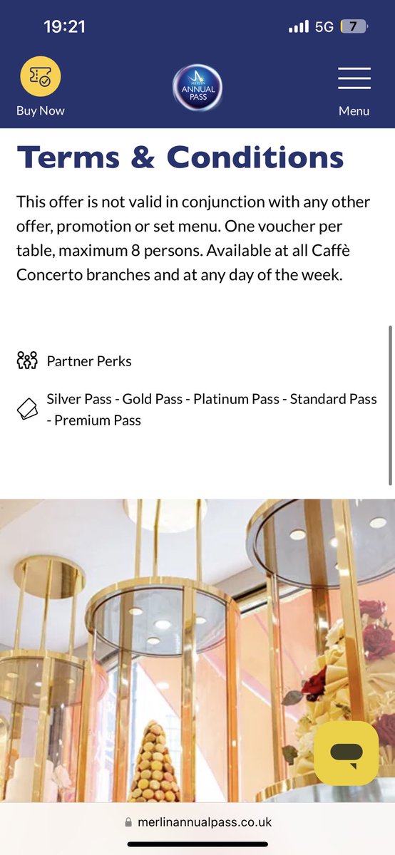 @caffeconcerto @MerlinapUK I’ve just been denied my 20% Gold annual pass discount for a cake at your @westfieldlondon Caffe Concerto. I was informed the discount is for afternoon tea only. The Ts&Cs mention no such restriction. Please help.