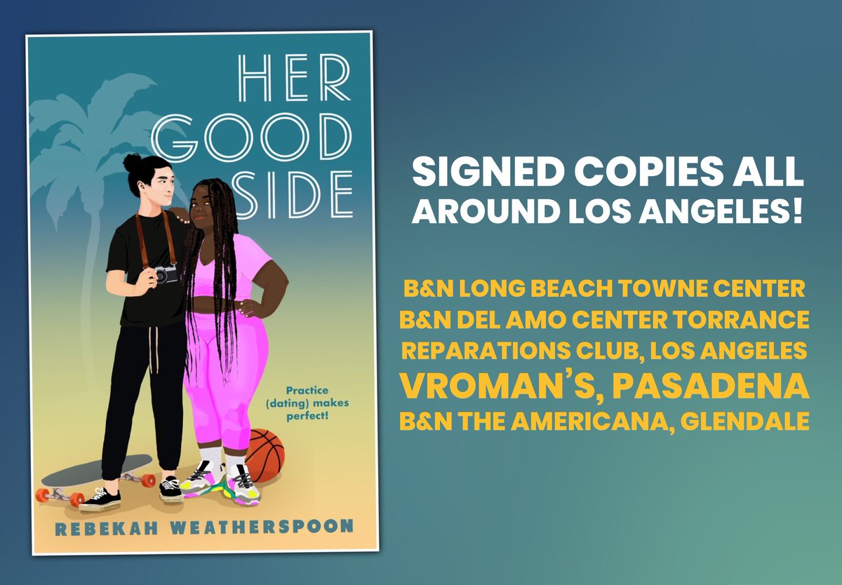 LA! Go snag you a signed copy of HER GOOD SIDE! ☀️B&N Long Beach Towne Center ☀️B&N Del Amo Center Torrance ☀️Reparations Club, Los Angeles ☀️Vroman’s, Pasadena ☀️B&N The Americana, Glendale