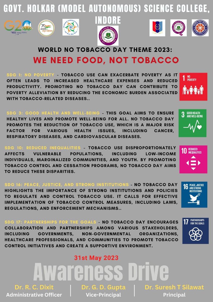 HolkarCollege's tweet photo. Say No To TOBACCO Awareness Drive 31st May 2023 https://t.co/lJ6kfHm6jG