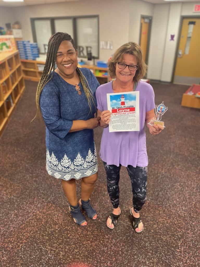 Shout-out to our latest Lighthouse Leader winners! 

Mr. Hawkins goes above and beyond everyday to support our pre-k students! 

Ms. Shelby is always ready to lend a hand to our kindergartens who need guidance. 

Ms. O is always mentoring students to make sure their needs are met