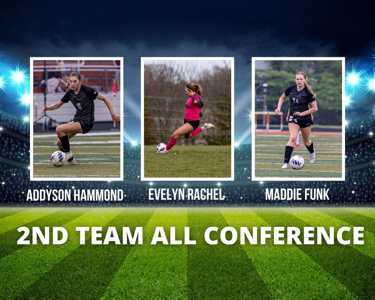 NCWHSSoccer's tweet photo. Congratulations to Addyson Hammond, Evelyn Rachel, and Maddie Funk on being name to the BIG 12 ~ 2nd TEAM ALL CONFERENCE TEAM. 
#wildcatsoccer https://t.co/LllT7vglea