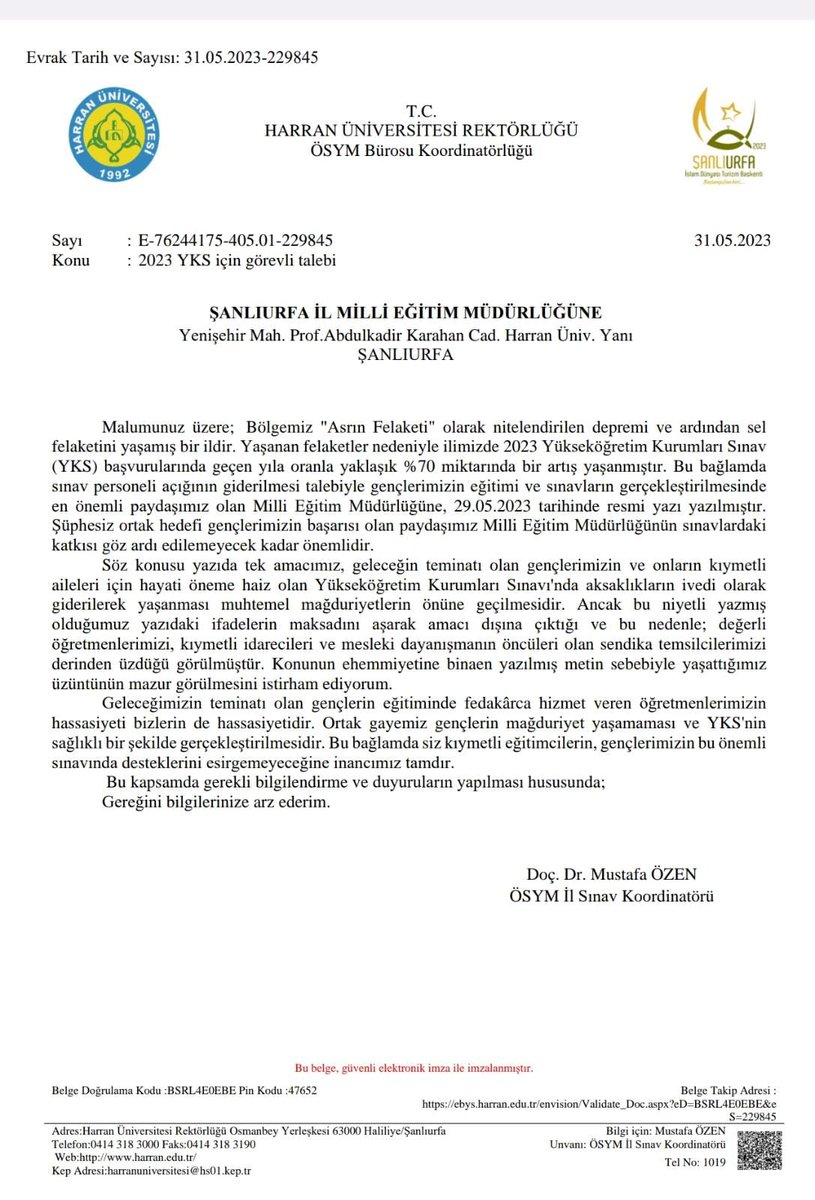 ÖSYM İl Koordinatörlüğünün eğitim çalışanlarının haklı serzenişini ve hassasiyetini görmüş olması önemli,düzeltmeyi yayınlaması değerlidir.Kurumlarımız ortak hareket edebilme kabiliyetini gösterebildiği oranda daha güçlü hale gelecektir. Öğrencilerimize şimdiden başarılar...