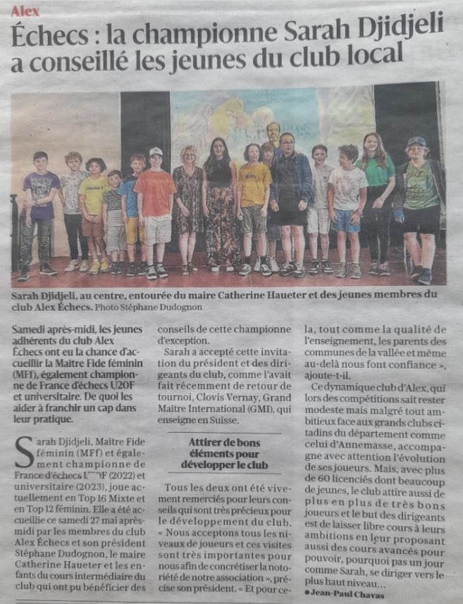 Très bon moment passé en compagnie des jeunes joueurs du club d’Alex Echecs
Merci pour ce bel accueil