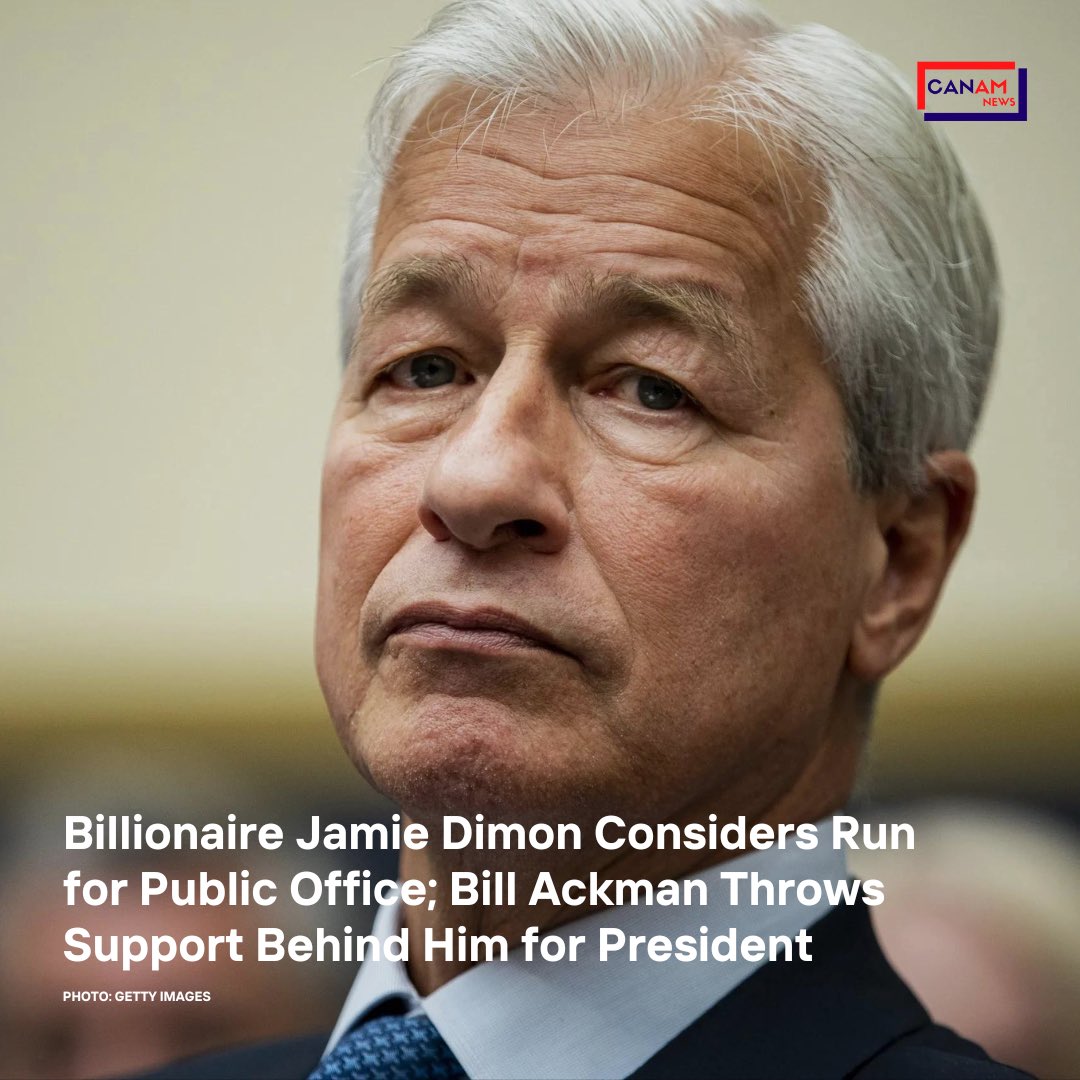 #JamieDimon Contemplates Public Office Bid Amidst Epstein Scandal; Bill Ackman Throws Support Behind Presidential Run. #CanamNews