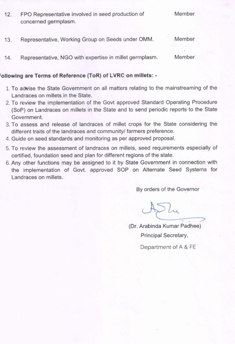Seed Systems for Land Races is a very unique initiative of @MilletsOdisha. We wish to recognize efforts of custodian farmers, mostly tribals, in the 
conservation of traditional Millet Landraces. #Odisha is the first State to develop a protocol for release of millets landraces.