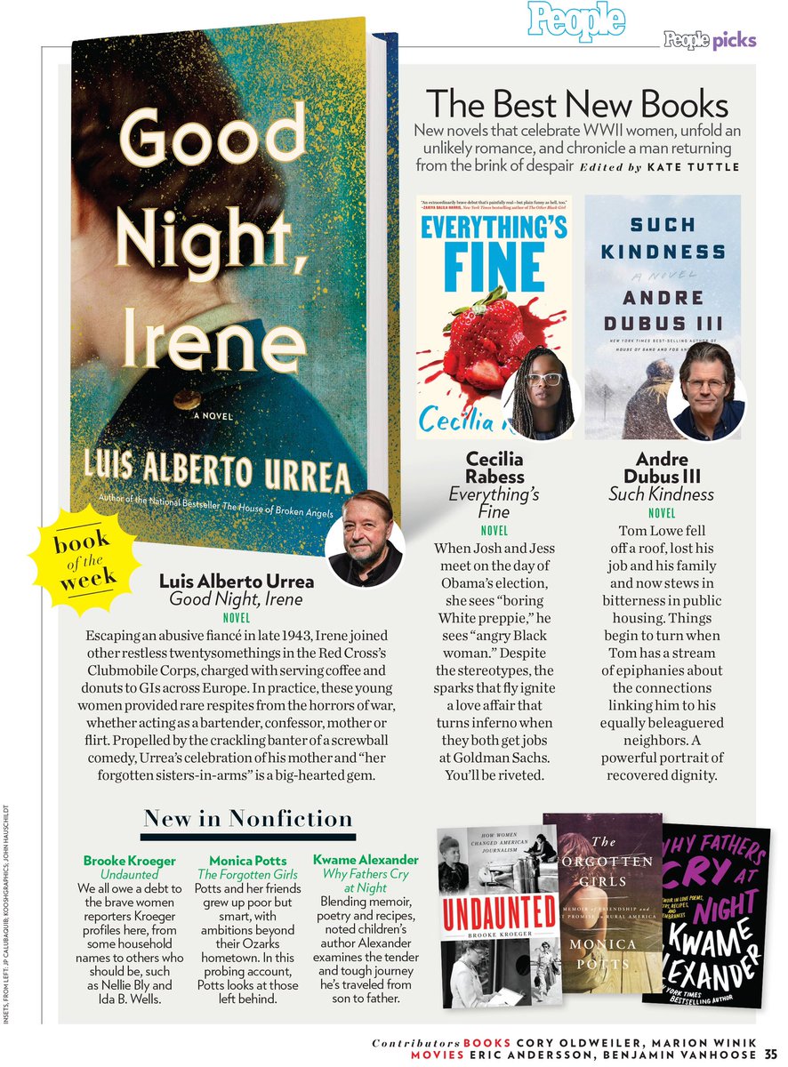 Congrats @Urrealism! GOOD NIGHT, IRENE is @People’s Book of the Week! “Propelled by the crackling banter of a screwball comedy, Urea's celebration of his mother and ‘her forgotten sisters-in-arms’ is a big-hearted gem.”