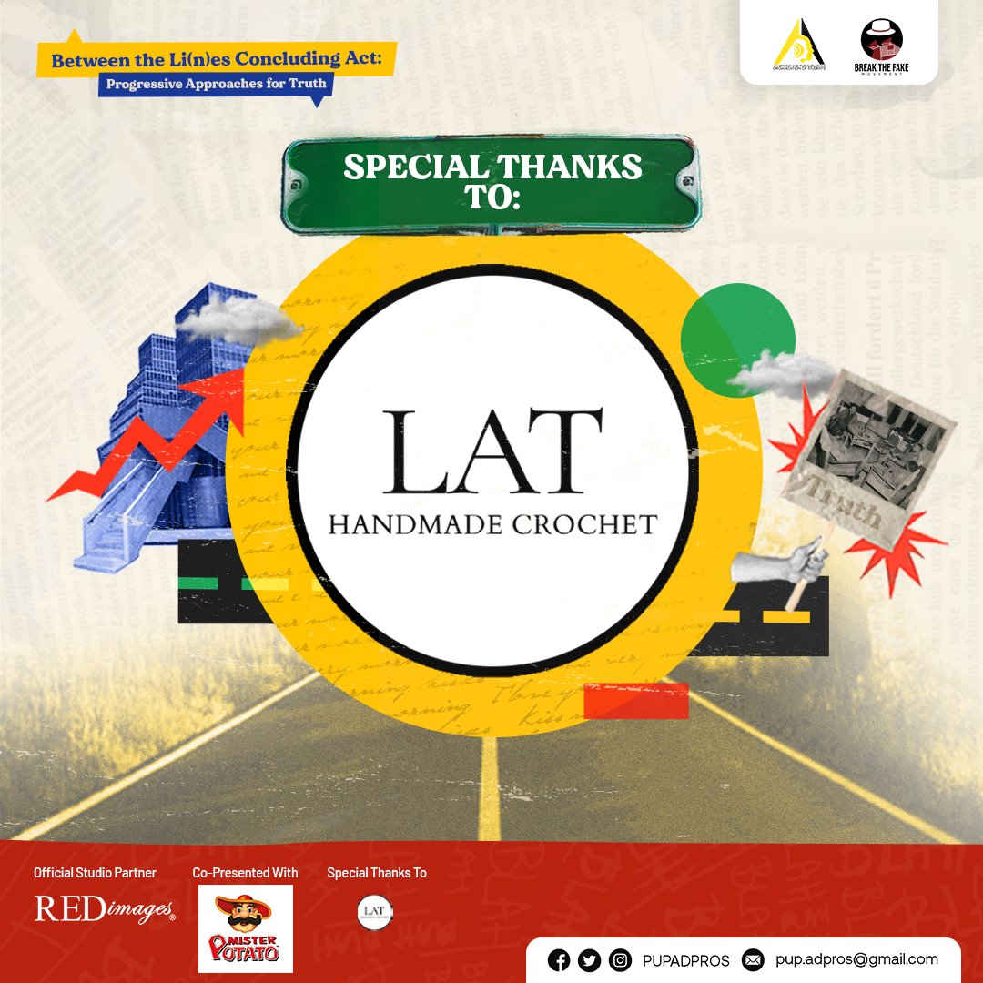 PUPADPROS's tweet photo. Meet the Sponsors of the "Between the Li(n)es Concluding Act: Progressive Approaches for Truth"!  
 
#BTLConcludingAct
#ADPROSxBreakTheFake 
#CriticalADPR
✍️: Shaeka Pardines 
🎨: Alliah Alberto https://t.co/vEastlSZSQ