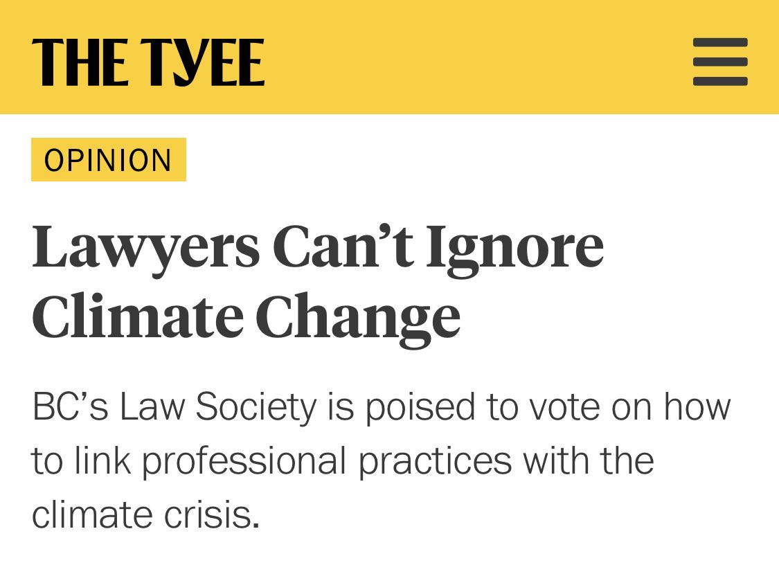 BC Lawyers - get informed and ready to vote on the forthcoming climate resolution that will appear on the <a href="/LawSocietyofBC/">Law Society of BC</a> ballot June 12-27 2023. Video link to our event discussing the resolution below, and re-upping my op-Ed here, more resources below thetyee.ca/Opinion/2022/0…
