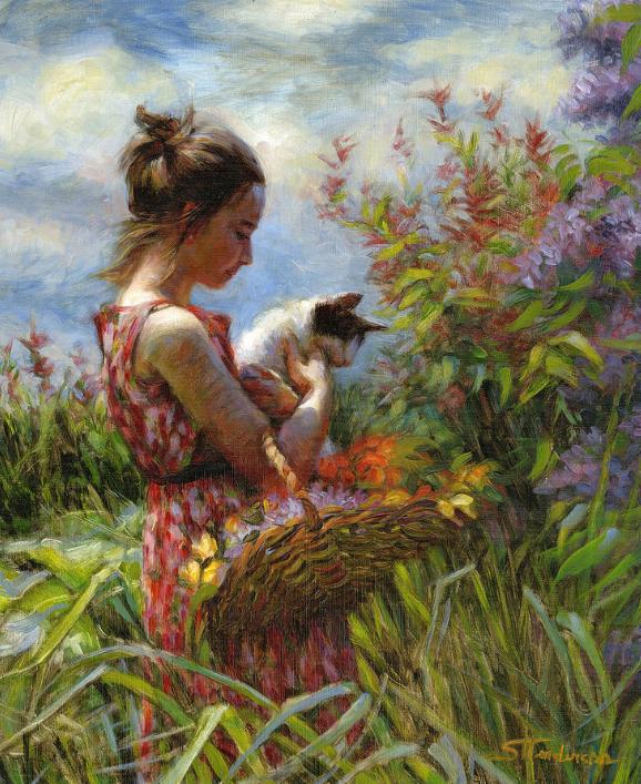 Few things are more pleasant than a stroll through the garden with a friend. Garden Gatherings art print -- 2-steve-henderson.pixels.com/featured/garde… #garden #flowers #summer #buyintoart #quote #calm #peaceful #country #basket #art #artwork #rural #normal #cat #nostalgic #gentle #girl