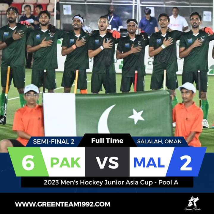 PAKISTAN IN THE FINAL! 🤩

Pakistan have trashed the Malaysian Hockey team by 6-2, lead by Abdul Rehman's three goals. 🏑

The national team will play against India in the final! 🇵🇰 🆚 🇮🇳 

#Hockey | #Final | #OurGameOurPassion | #KhelKaJunoon