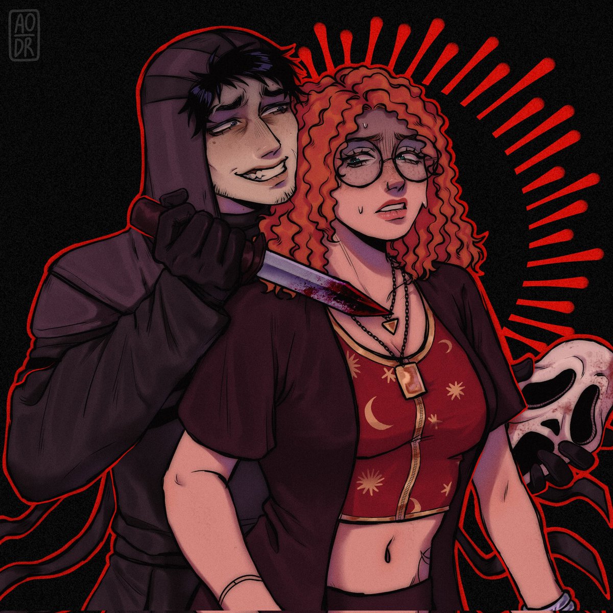 i wanted to draw my two mains together 😋 #dbd #DeadbyDaylight #dannyjohnson #mikaelareid #dbdfanart #Ghostface