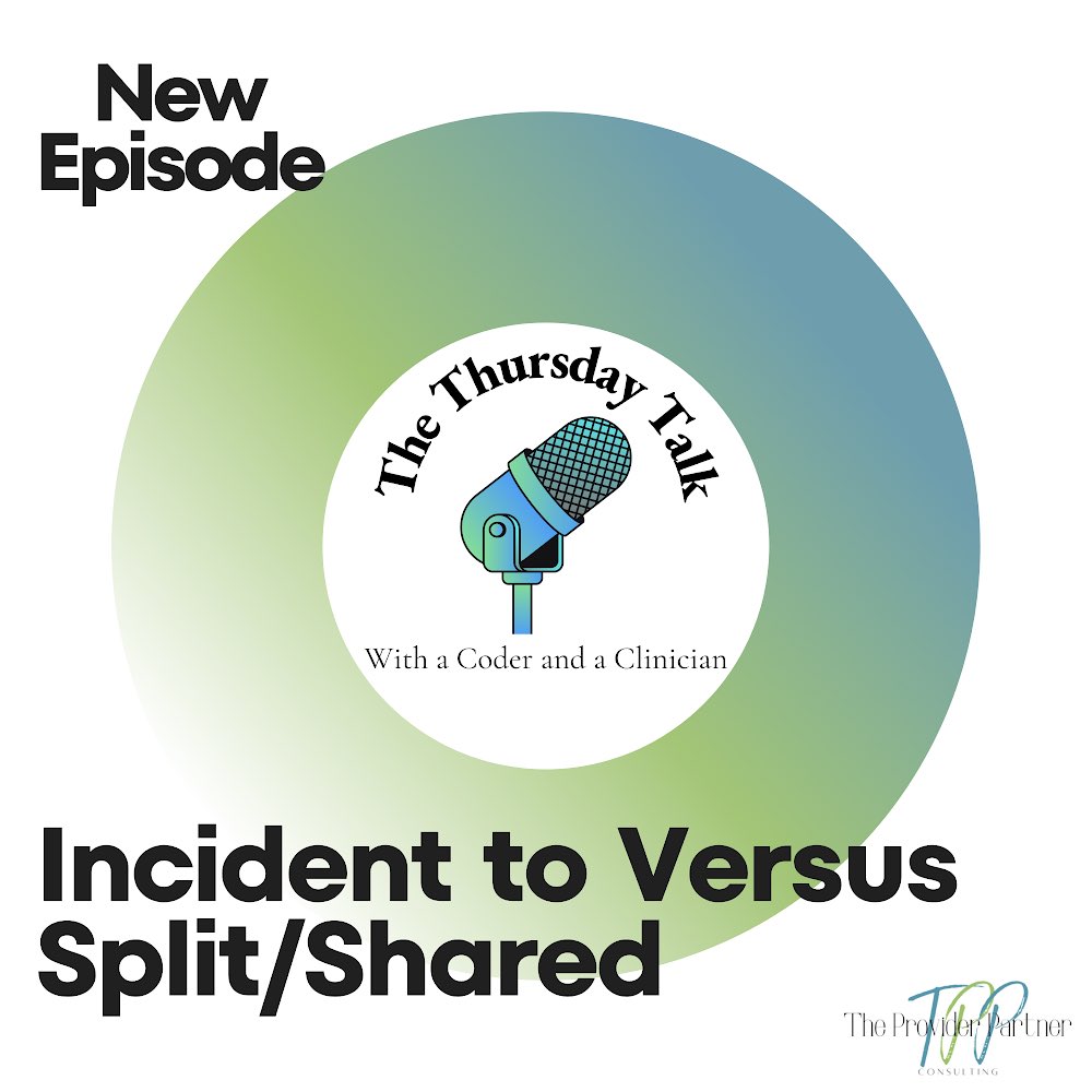 PartnerProvider's tweet image. Our podcast has returned! Listen to our newest episode on Incident to versus Split/Shared and what a provider needs to know.
#theproviderpartner #thursdaytalks #healthcare