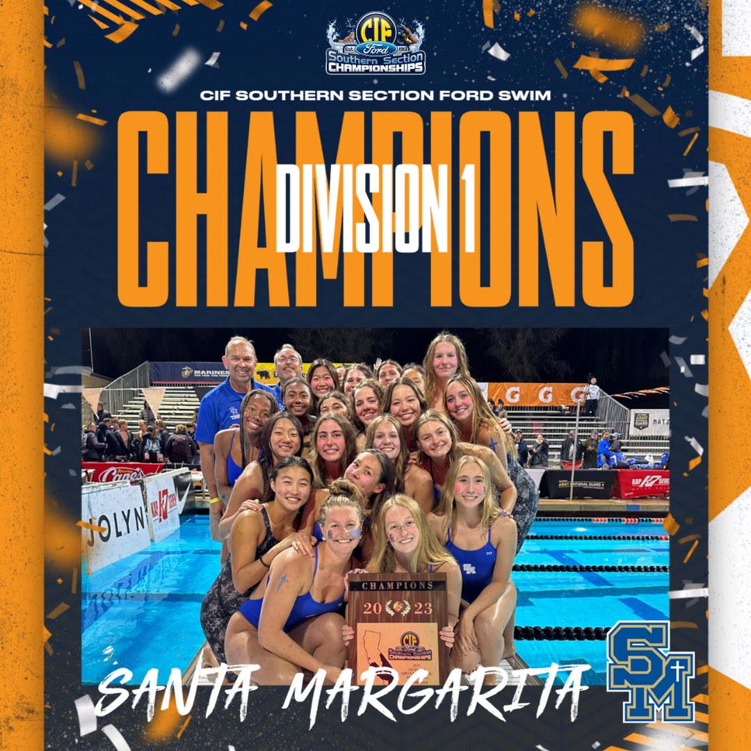 CIFSS's tweet photo. 🏊♀️ CONGRATULATIONS to your 2023 CIF Southern Section @SoCaliFord Girls Swim Champions! 🏆
Check out all 4 Division CHAMPIONS! 👀
GIRLS CHAMPIONS 🌊
D1: @SMCHSswim
D2: @EsperanzaAthlet
D3: @uplandhigh
D4: @WVHSMustangs1
#CIFSSSwim https://t.co/PfSeCTyQ4t
