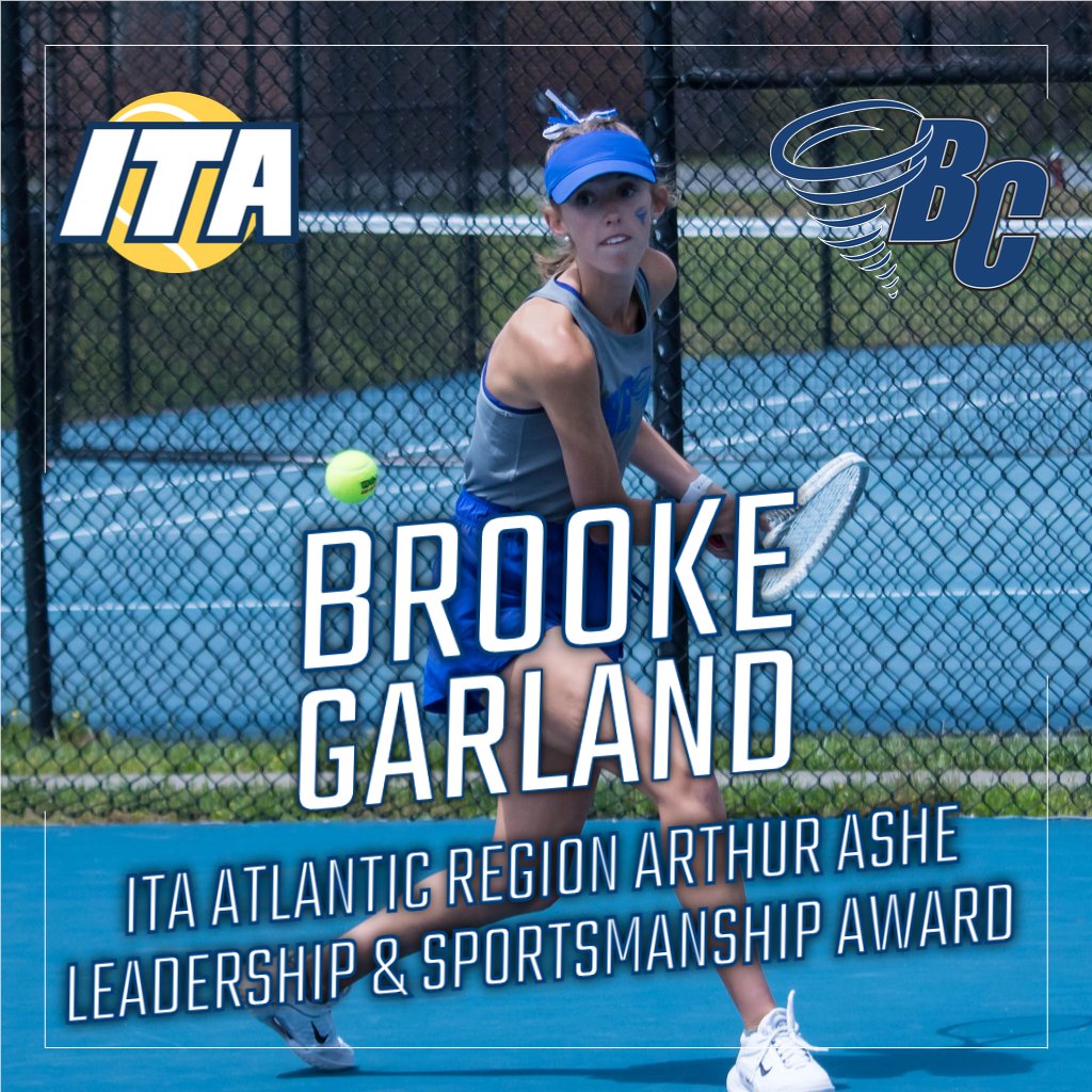Brevard College Athletics (@bctornados) on Twitter photo Women's Tennis: BREAKING NEWS - Congrats to <a href="/BrevardCollege/">Brevard College</a> <a href="/Brevard_Tennis/">Brevard College Tennis</a> alumna Brooke Garland '23 for earning the <a href="/ITA_Tennis/">ITA</a> Atlantic Region Arthur Ashe Leadership & Sportsmanship Award!
Garland now advances to the national award, announced June 7!
#NadoNation #d3tennis Women's Tennis: BREAKING NEWS - Congrats to <a href="/BrevardCollege/">Brevard College</a> <a href="/Brevard_Tennis/">Brevard College Tennis</a> alumna Brooke Garland '23 for earning the <a href="/ITA_Tennis/">ITA</a> Atlantic Region Arthur Ashe Leadership & Sportsmanship Award!
Garland now advances to the national award, announced June 7!
#NadoNation #d3tennis
