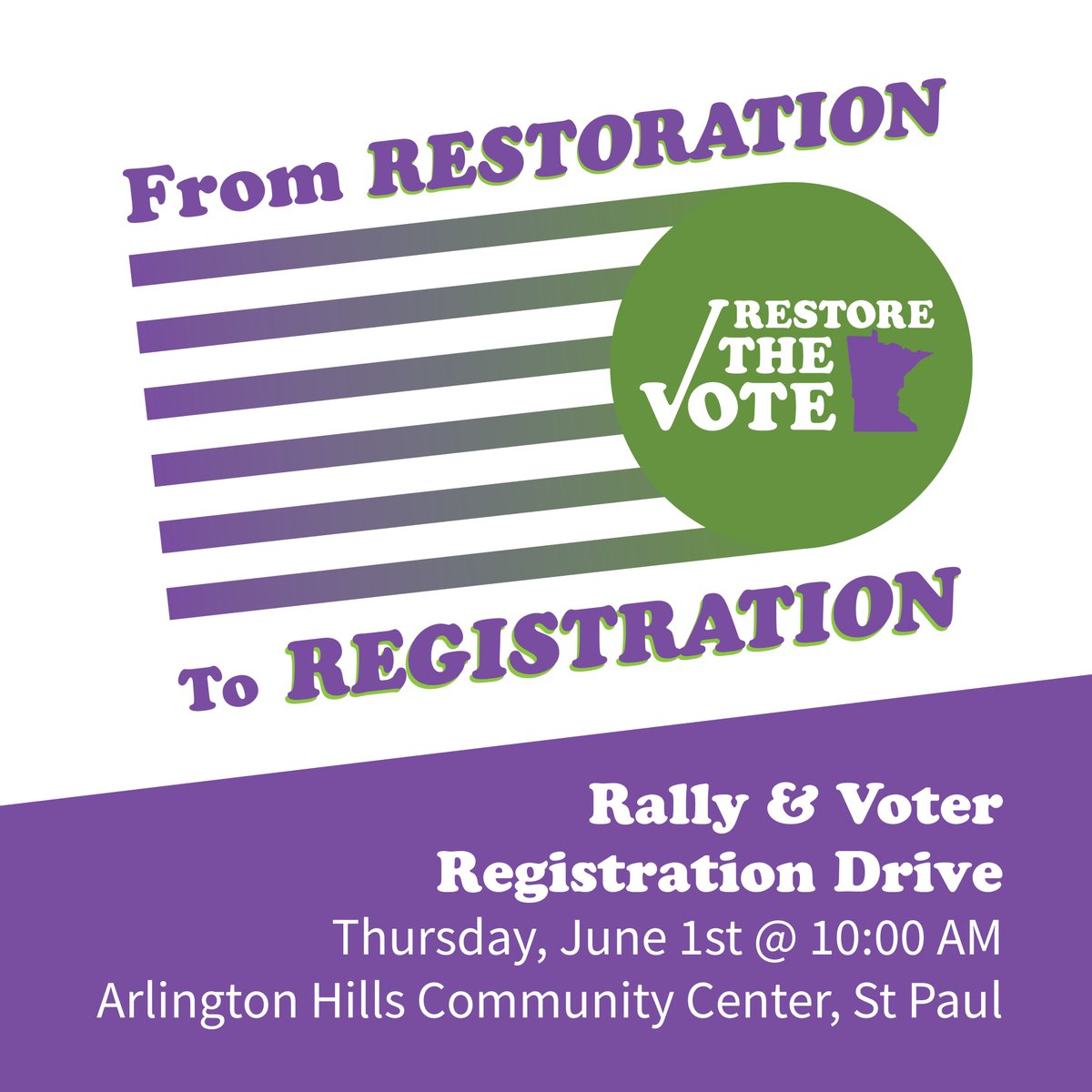 As part of the @RTVMN coalition, join us tomorrow for a rally and voter registration drive to support the 55,000 Minnesotans who’s voting rights have been officially restored. Learn more: bit.ly/45GcaEs #RestoreTheVoteMN