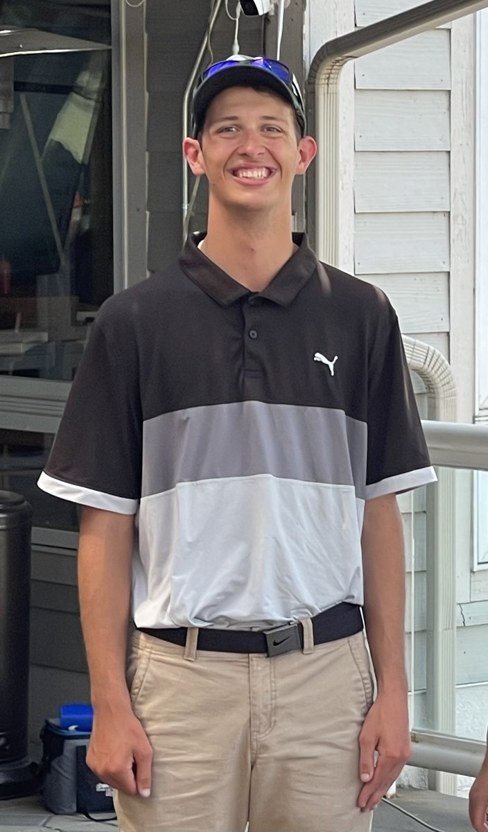 OlivetSports's tweet photo. Dawson Redfield is all smiles after placing first in today’s @MHSAA D3 Boys Golf Regional at The Medalist. The 6’7” senior carded an 82, one stroke better than Joseph Miller of Hillsdale. Olivet finished 2nd as a team and qualifies for the state finals June 9-10 in East Lansing. https://t.co/uTGFgYMJJr