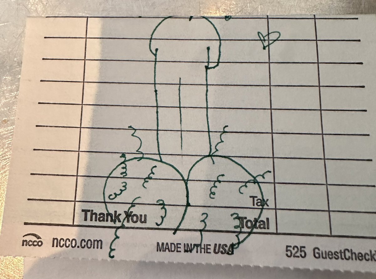 Some original artwork from a regular. The heart on the right really brings the piece together. #serverlife