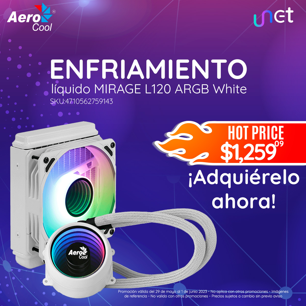 UnetStore's tweet photo. Mantén tu sistema fresco y silencioso con un diseño elegante y rendimiento excepcional. No te pierdas esta oferta imperdible. ¡Compra ahora y disfruta de una refrigeración superior!

¡Aprovecha la promoción HOT PRICE y arma tu PC Gamer en UNET!🟣

#UNET #HotSale #aerocool https://t.co/udUm4wdoRJ