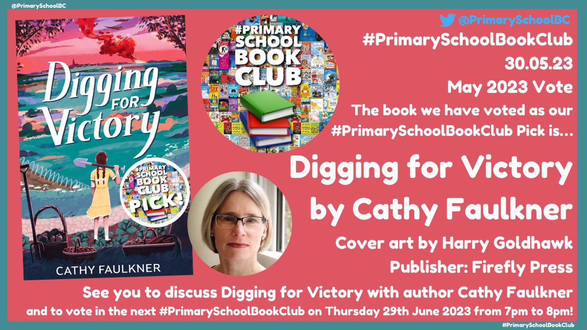 #PrimarySchoolBookClub (@primaryschoolbc) on Twitter photo It’s time!🕗
Our #PrimarySchoolBookClub📚Pick (May) we’ve voted to read over June is...
DIGGING FOR VICTORY <a href="/Cathy_Faulkner_/">Cathy Faulkner 🥕DIGGING FOR VICTORY🥕 out now!</a>
Cover art: <a href="/HarryGoldhawk/">Harry Goldhawk</a>
<a href="/FireflyPress/">Firefly Press</a>
See you to discuss&vote in next #PrimarySchoolBookClub📚on Thursday 29th June.
Thanks for voting&happy reading! It’s time!🕗
Our #PrimarySchoolBookClub📚Pick (May) we’ve voted to read over June is...
DIGGING FOR VICTORY <a href="/Cathy_Faulkner_/">Cathy Faulkner 🥕DIGGING FOR VICTORY🥕 out now!</a>
Cover art: <a href="/HarryGoldhawk/">Harry Goldhawk</a>
<a href="/FireflyPress/">Firefly Press</a>
See you to discuss&vote in next #PrimarySchoolBookClub📚on Thursday 29th June.
Thanks for voting&happy reading!