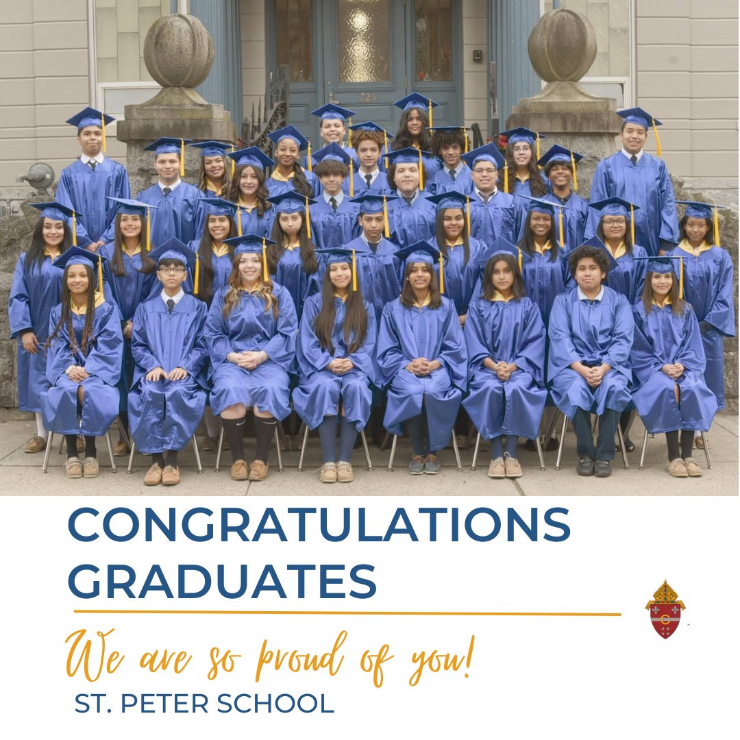 The Secretariat for Evangelization, Education, and Formation wishes to congratulate the graduates from St. Peter School, Reading PA. Thank you to the teachers who helped to form these #saintsandscholars and to their parents for supporting Catholic education!