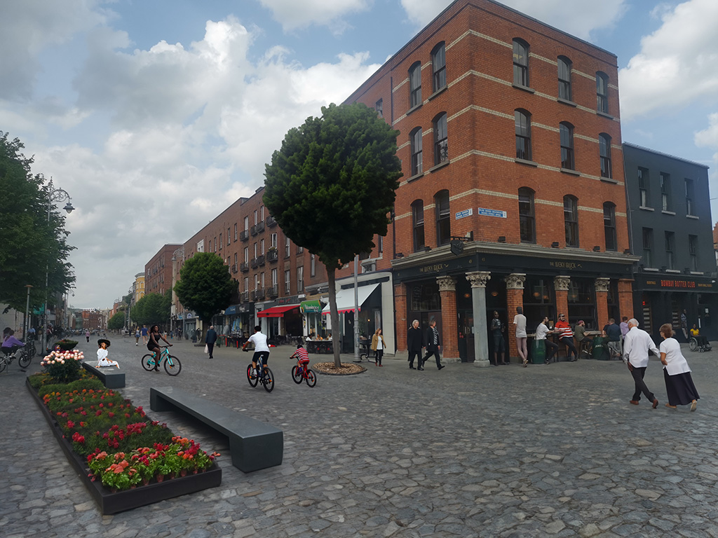 MikeBanim's tweet image. Imagining a pedestrianised Aungier Street and George's Street.