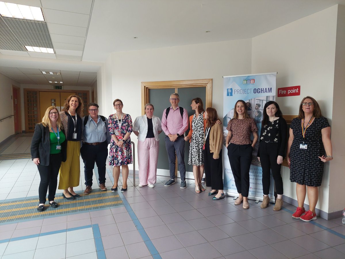 Celebrating the launch of Project Ogham with the team that have supported us to get the start of this amazing opportunity  the EHR project - EHR programme and Infrastructure <a href="/GraBauer/">Gráinne Bauer</a> <a href="/CeoHardiman/">Eilísh Hardiman (she/her)</a> <a href="/RosieShhehan1/">Rosemarie  Sheehan</a> @markushesseling #Project Ogham